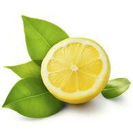 AI generated Lemon with leaf isolated on white background. AI Generated photo