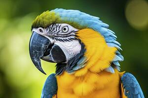 AI generated Blue and yellow macaw parrot. AI Generated photo