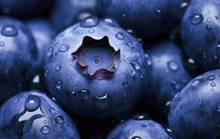 AI generated Wet Blueberry fruit. AI Generated photo