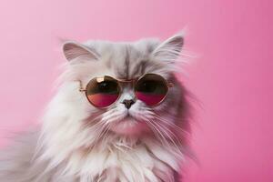 AI generated Cat on Pink Background. AI Generated photo