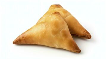 AI generated Tasty samosa isolated on white background.  AI Generated. photo