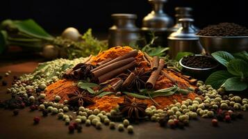 AI generated Indian Ayurveda herbal medicine photo