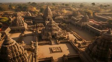 AI generated Ancient Indian temples from bird eye view photo