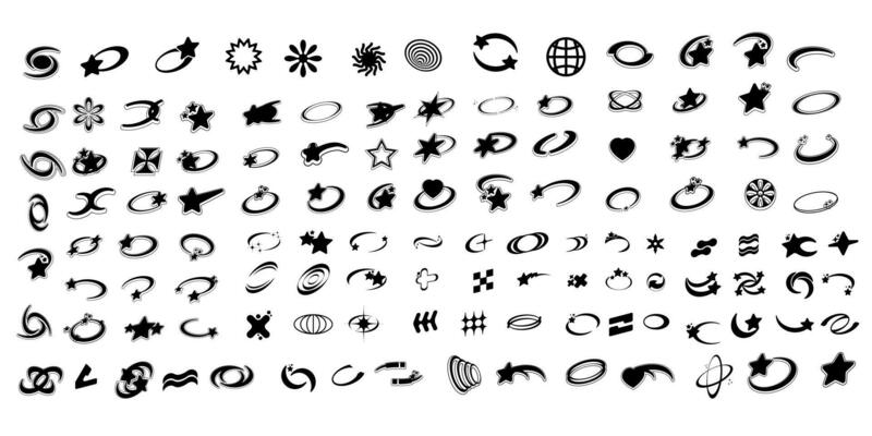 set Y2k streetwear element shape pack collection futuristic shape element
