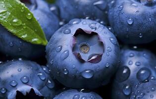 AI generated Wet Blueberry fruit. AI Generated photo