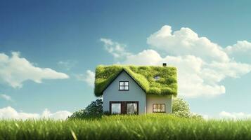 AI generated Green and environmentally friendly housing concept. AI Generated photo