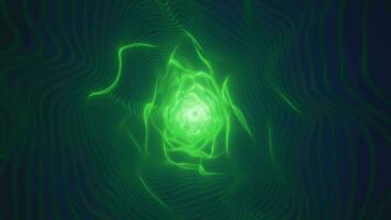 Abstract green energy tunnel made of lines and dots of particles, tunnel glowing shiny futuristic hi-tech, abstract background video