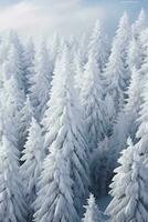 AI generated Snowy Winter Forest with Blue Sky photo