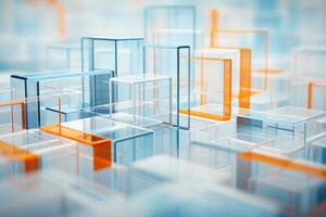 AI generated Abstract Blue and Orange Cube Background photo