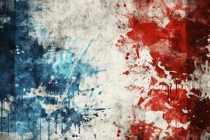 AI generated Grunge Red, White, and Blue Splatter Painting photo