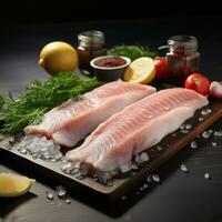 AI generated Fresh Fish Fillets with Lemon and Herbs photo