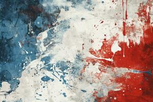 AI generated Grunge Red, White, and Blue Splatter Painting photo