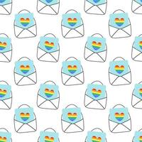 Seamless Pattern with LGBT Envelope and Heart Rainbow. LGBTQ. Symbol of the LGBT pride community. Vector background illustration.