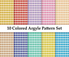 Set Of Colors And White Seamless Argyle Colored Pattern vector