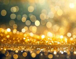 AI generated Gold background with light bokeh. Abstrat background photo