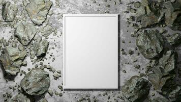 blank frame on wall cement texture. rock decoration photo