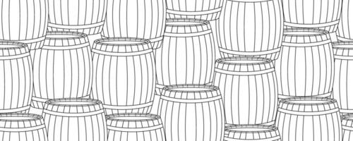 black white wooden barrel seamless pattern vector