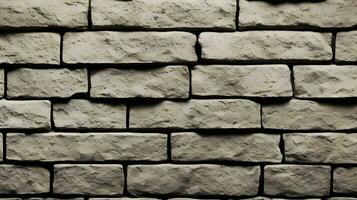 AI generated Ground stone tile wall texture, white light brick panorama wide background banner. photo