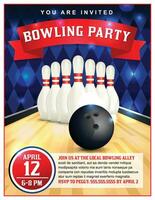 Bowling Party Flyer Template Illustration vector