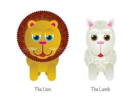 Cute Lion and Lamb Illustrations vector