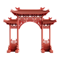 AI generated Paifang red chinese gate isolated on transparent background png