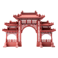 AI generated Paifang red chinese gate isolated on transparent background png