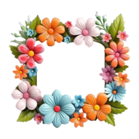 AI generated Flower frame isolated on transparent background png