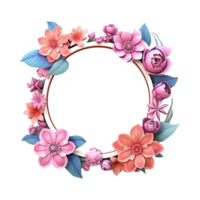 AI generated Flower frame isolated on transparent background png