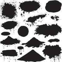 Black ink paint spots. Drops texture isolated on white background. Set for grunge splash textures. vector