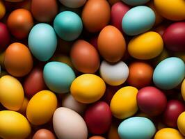AI generated Lots of colorful colored eggs background. Seamless Easter pattern. High quality. AI Generative photo
