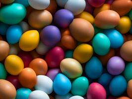 AI generated Lots of colorful colored eggs background. Seamless Easter pattern. High quality. AI Generative photo