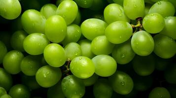 ai generado un montón de uvas con hojas. bayas antecedentes. alto calidad. ai generativo foto