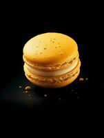 ai generado naranja macarrón con agrios sabor en un oscuro antecedentes. gastronomía fotografía. alta resolución. ai generativo foto