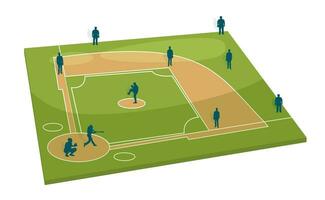 béisbol campo perspectiva, béisbol silueta ilustración, vector