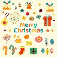 Set Happy Chrismast Element graphic vector illustration