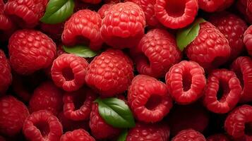 AI generated Lots of red raspberry background. Fresh and tasty berries. High-resolution. AI Generative photo