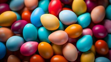 AI generated Lots of colorful colored eggs background. Easter vibes. High-resolution. AI Generative photo