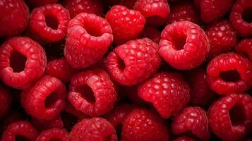 AI generated Lots of red raspberry background. Fresh and tasty berries. High-resolution. AI Generative photo