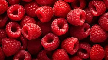 AI generated Lots of red raspberry background. Fresh and tasty berries. High-resolution. AI Generative photo