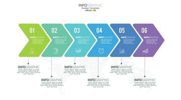 Timeline infographic vector with 6 steps can be used for workflow layout diagram annual report web design.