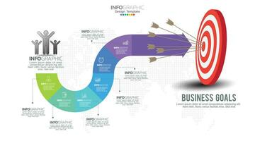 Timeline infographic vector with 6 steps can be used for workflow layout diagram annual report web design.