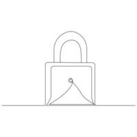 Continuous One line key lock outline vector art illustration