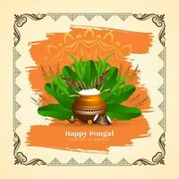 Traditional Happy Pongal Indian harvest festival background design vector