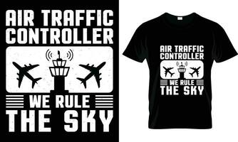 Air traffic controller t-shirt design graphic. vector