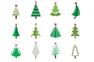 Christmas tree set on white background vector