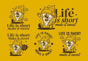 Life is short, make it sweet. Mascot character illustration of walking ice cream vector