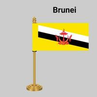 Brunei bandera con escritorio en pie vector
