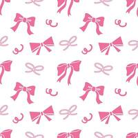 Ribbon and bow hand drawn seamless pattern background for wrapping, celebration, illustration, gift and valentine vector