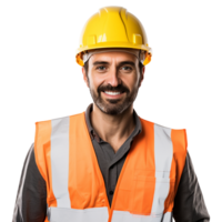 AI generated Male construction worker with helmet isolated on transparent background png