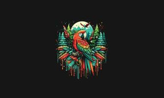 parrot on forest vector illustration artwork design